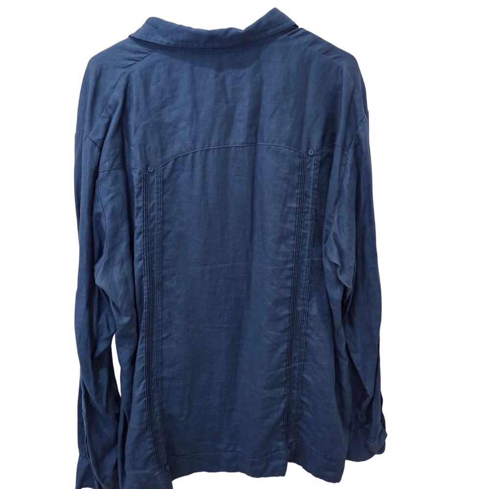 Men's Guayabera 4 Pocket 100% Linen Long Sleeve XL Shirt - Picture 4 of 8